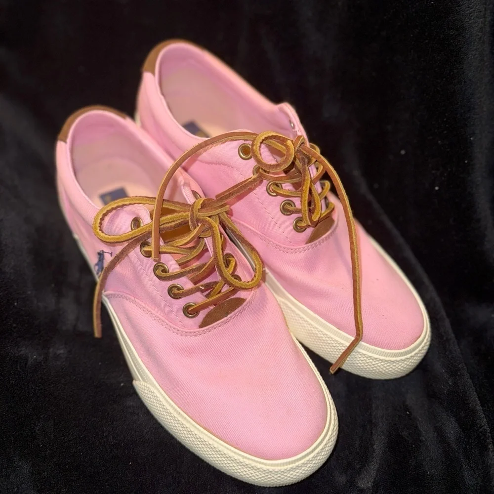 Polo by Ralph Lauren Pink and Brown Sneakers with Iconic Logo